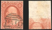 3c 1851 Issue Printed On Both Sides (Scott 10Ab)