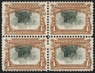 4c Deep Red Brown & Black, Center Inverted, Multiples, (Scott 296a)