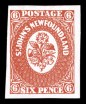 Newfoundland, 1857, 6p Scarlet Vermilion, (Scott 6; SG 6)