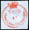 Bermuda, 1861, (1p) Red on Bluish, Hamilton Perot Provisional, (X5; SG O6)