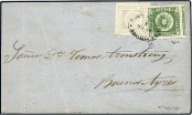 Uruguay, 1858, 180c Green, Block Type, (Scott 5)