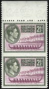 Solomon Islands, 1939, 2-1/2p Olive Green & Rose Violet, Vertical Pair,  Imperforate Horizontally, (Scott 71a; SG 64a)