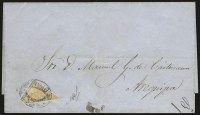 Sale Number 957, Lot Number 288, 1858, -1/2p Buff, Diagonal Half Used as 2 Pesetas (6, unlisted bisect)