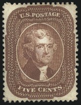 Sale Number 976, Lot Number 1224, 5c Indian Red (28A)