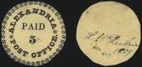Sale Number 1020, Lot Number 1, Alexandria, District of Columbia (or Virginia), 5c Black on Buff, Type II with 39 Ornaments (1X1a)
