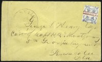 Sale Number 1022, Lot Number 1028, Greenville Ala., 5c Red & Blue on Pinkish Glazed (33X1)