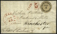 Sale Number 1037, Lot Number 1339, Alexandria Va., 5c Black on Buff, Ty. I (1X1)