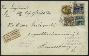 15c Brown & Blue, Type III, 1869 Pictorial Re-Issue on Cover, (Scott 129)