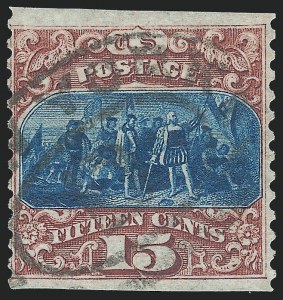 15c 1869 Re-Issue, Imperf. Horizontally, Used, (Scott 129a)