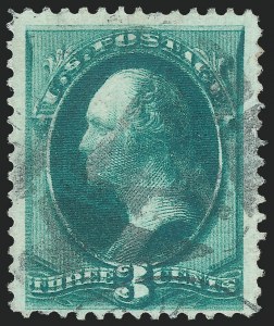 3c Green, Double Impression, (Scott 158j)