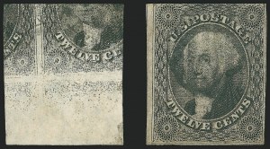 12c 1851 Issue, Printed on Both Sides, (Scott 17c)