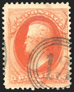 2c Vermilion, Double Impression, (Scott 183a)