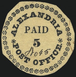 Alexandria Va., 5c Black on Buff, Postmaster's Provisional, (Scott 1X1-1X2)