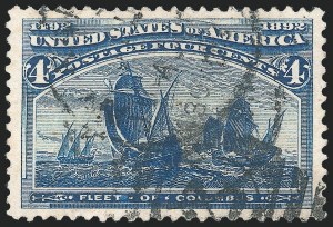 4c Blue, Error of Color, Used, (Scott 233a)