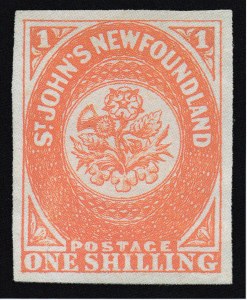 Newfoundland, 1857, 1sh Scarlet Vermilion, (Scott 9; SG 9)