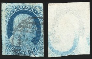 1c 1851 Issue, Printed on Both Sides, (Scott 9a)