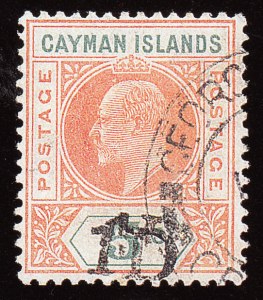 Cayman Islands, 1907, 1p on 5sh, Double Surcharge, (Scott 19a; SG 19a)