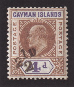 Cayman Islands, 1908, 2-1/2p on 4p, Double Surcharge, (Scott 20a; SG 35a)