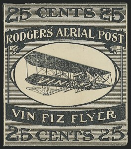 1911, 25c Black, Rodgers Vin Fiz, Semi-Official Air Post, (Scott CL2)