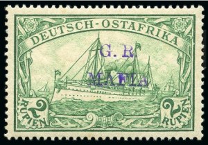 Mafia Island, 1915, 2r Yellow Green, Reddish Violet Overprint, (Scott NL33; SG M9C)