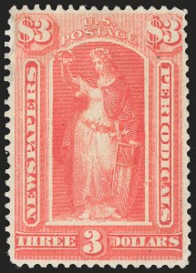 $3 Scarlet, 1894 Unwatermarked Issue, (Scott PR100)