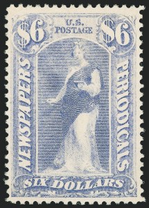 $6 Pale Blue, 1894 Unwatermarked Issue, (Scott PR101)