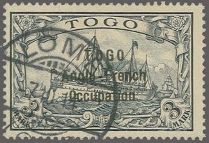 Togo, 1914, 3m Black Violet, (Scott 59; SG H25)