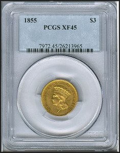 Princess Gold, $3, 1855 - , 7972, Obverse