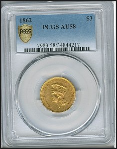 Princess Gold, $3, 1862 - , 7983, Obverse