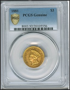 Princess Gold, $3, 1881 - , 8003, Obverse