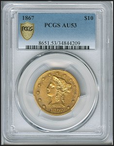 Liberty Eagle, $10, 1867 - , 8651, Obverse