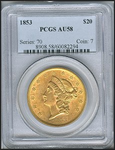 Liberty Double Eagle, $20, 1853 - , 8908, Obverse