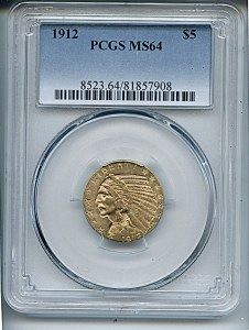 Indian Half Eagle, $5, 1912 - , 8523, Obverse