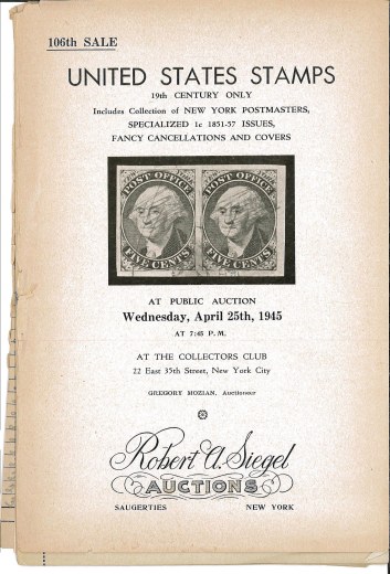 Catalog Cover Sale no. 106 — Siegel Auction Galleries