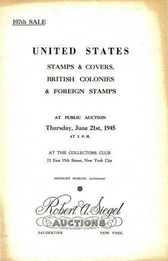 Catalog Cover Sale no. 107 — Siegel Auction Galleries