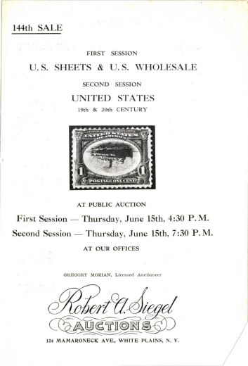Catalog Cover Sale no. 144 — Siegel Auction Galleries
