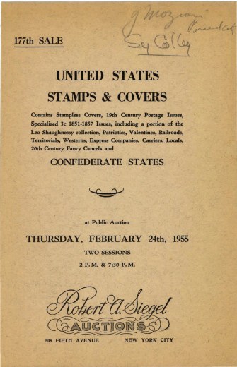 Catalog Cover Sale no. 177 — Siegel Auction Galleries