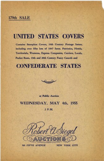 Catalog Cover Sale no. 179 — Siegel Auction Galleries