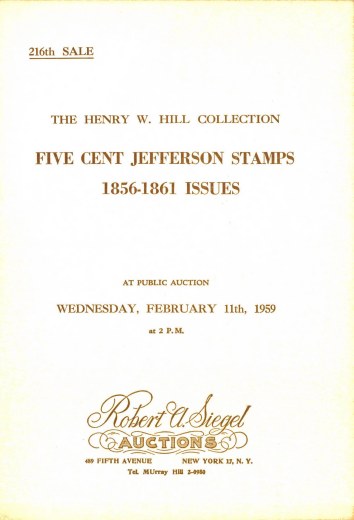 Catalog Cover Sale no. 216 — Siegel Auction Galleries