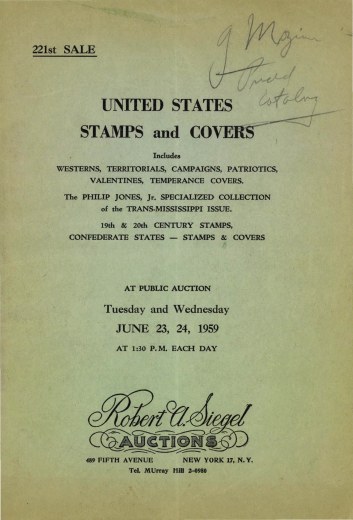 Catalog Cover Sale no. 221 — Siegel Auction Galleries