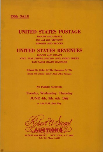 Catalog Cover Sale no. 335 — Siegel Auction Galleries