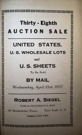 Catalog Cover Sale no. 38 — Siegel Auction Galleries