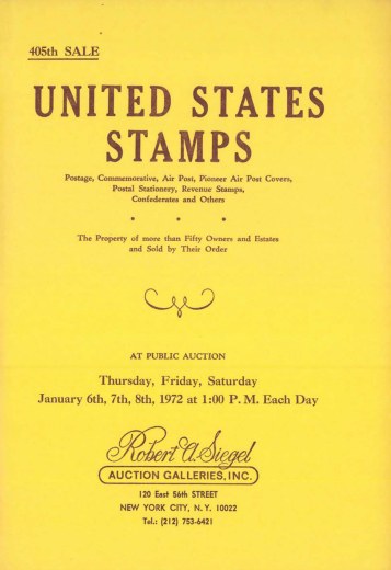 Catalog Cover Sale no. 405 — Siegel Auction Galleries