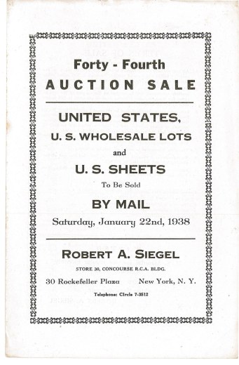 Catalog Cover Sale no. 44 — Siegel Auction Galleries