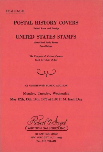 Catalog Cover Sale no. 471 — Siegel Auction Galleries
