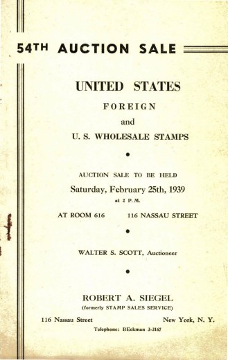 Catalog Cover Sale no. 54 — Siegel Auction Galleries
