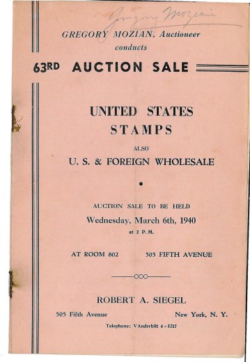 Catalog Cover Sale no. 63 — Siegel Auction Galleries