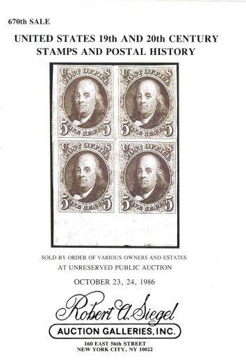 Catalog Cover Sale no. 670 — Siegel Auction Galleries
