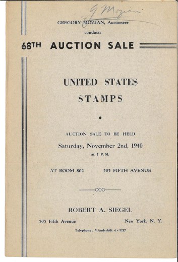 Catalog Cover Sale no. 68 — Siegel Auction Galleries