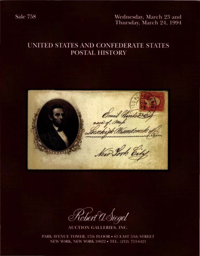 Catalog Cover Sale no. 758 — Siegel Auction Galleries